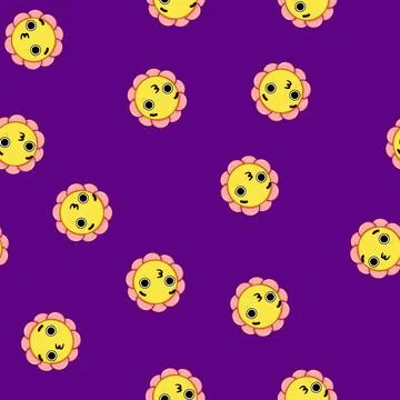 Seamless pattern heface flower character cartoon vector 스톡 일러스트
