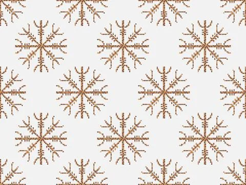 Seamless pattern with Helm of Awe or Helm of Terror in pixel style. Pixelat.. Stock Illustration