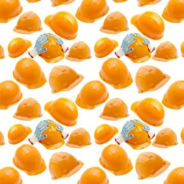 Seamless Pattern of helmets on white background Stock Photos