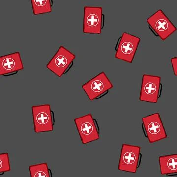 Seamless pattern help first aid kit cartoon vector Ilustración de archivo