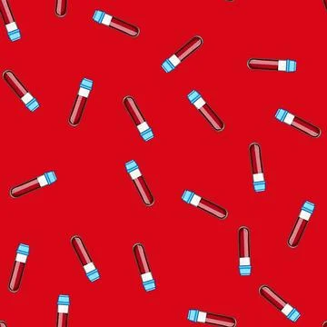 Seamless pattern hematology blood test vial cartoon vector Illustrazione stock