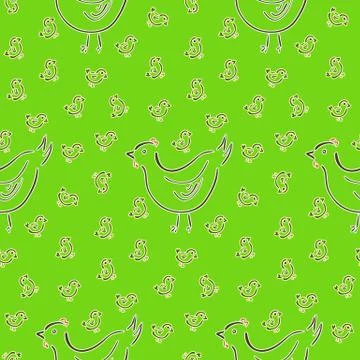 Seamless pattern with hen and chicks Stock Illustration