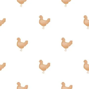 Seamless pattern of hen. Domestic animals on colorful background. Vector illu Stock Illustration