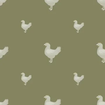 Seamless pattern of hen. Domestic animals on colorful background. Vector illu Stock Illustration