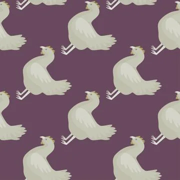Seamless pattern of hen. Domestic animals on colorful background. Vector illu Stock Illustration