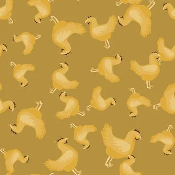 Seamless pattern of hen. Domestic animals on colorful background. Vector illu Stock Illustration