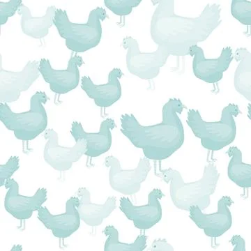 Seamless pattern of hen. Domestic animals on colorful background. Vector illu Stock Illustration