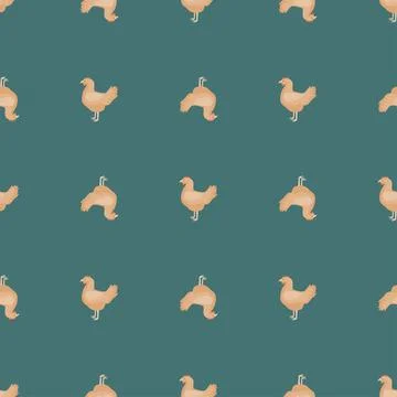 Seamless pattern of hen. Domestic animals on colorful background. Vector illu Stock Illustration