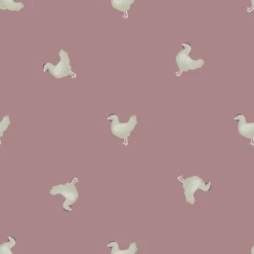 Seamless pattern of hen. Domestic animals on colorful background. Vector illu Stock Illustration