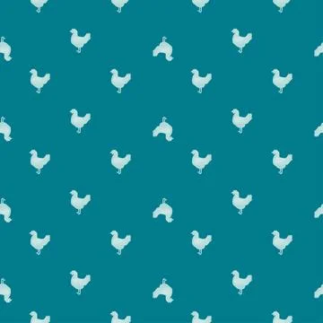 Seamless pattern of hen. Domestic animals on colorful background. Vector illu Stock Illustration