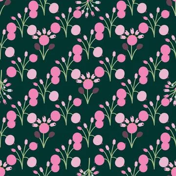 Seamless pattern with herbal elements. Floral background for surface design. 스톡 일러스트
