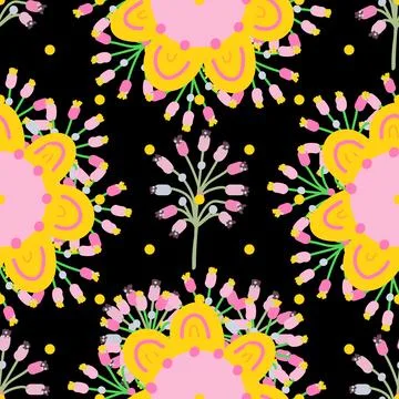 Seamless pattern with herbal elements. Floral background for surface design. 스톡 일러스트
