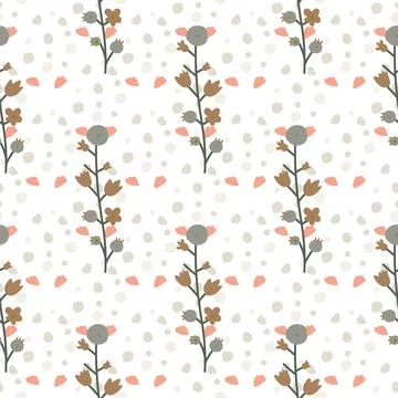 Seamless pattern with herbal elements. Floral background for surface design. Stock Illustration