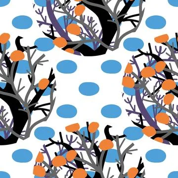 Seamless pattern with herbal ornaments. Neutral background. Stock Illustration