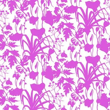 Seamless pattern with herbs and flowers Stock Illustration