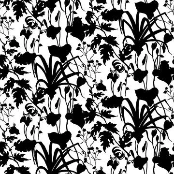 Seamless pattern with herbs and flowers Illustrazione stock