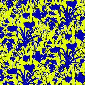 Seamless pattern with herbs and flowers Stock Illustration