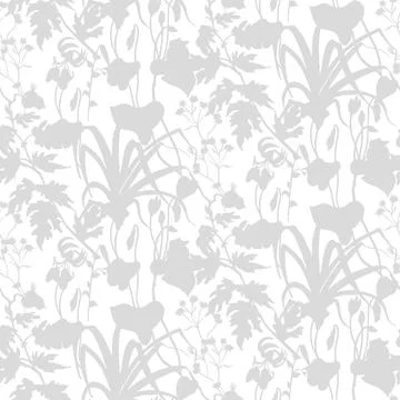 Seamless pattern with herbs and flowers Stock Illustration