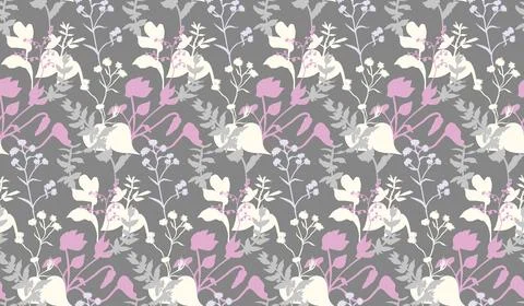 Seamless pattern with herbs and flowers Stock Illustration
