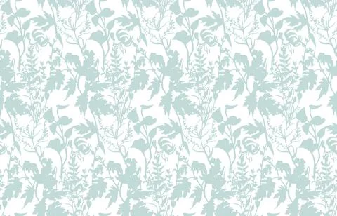 Seamless pattern with herbs and flowers Stock Illustration