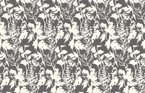Seamless pattern with herbs and flowers Illustrazione stock