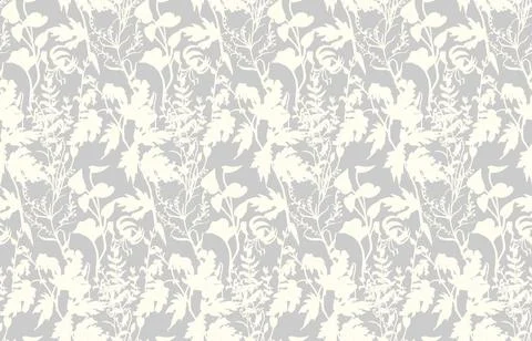 Seamless pattern with herbs and flowers Stock Illustration