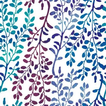 Seamless pattern with herbs, foliage and plants Stock Illustration