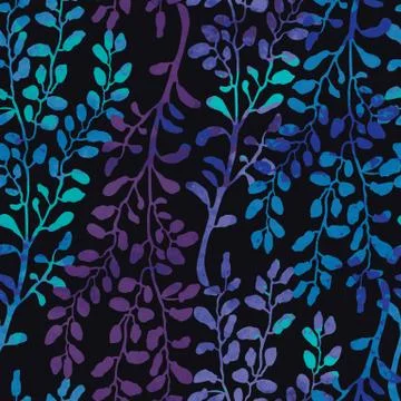 Seamless pattern with herbs, foliage and plants Stock Illustration