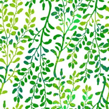 Seamless pattern with herbs, foliage and plants Stock Illustration