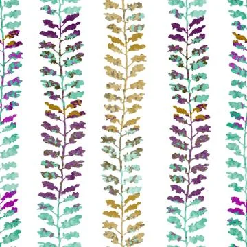 Seamless pattern with herbs, foliage, plants Stock Illustration