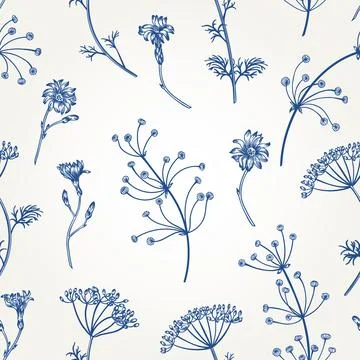 Seamless pattern with herbs. Stock Illustration