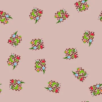 Seamless pattern herbs indoor vertical garden cartoon vector Stock Illustration