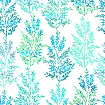 Seamless pattern with herbs, plants and flowers Stock Illustration