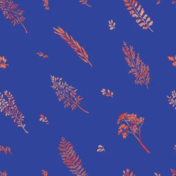 Seamless pattern with herbs, plants and flowers Illustrazione stock