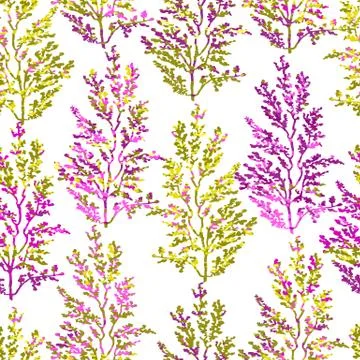 Seamless pattern with herbs, plants and flowers Stock Illustration