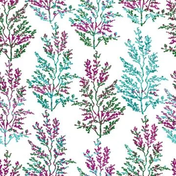Seamless pattern with herbs, plants and flowers Stock Illustration