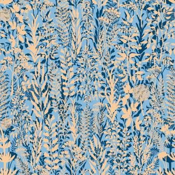 Seamless pattern with herbs, plants and flowers Stock Illustration