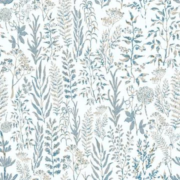 Seamless pattern with herbs, plants and flowers Stock Illustration