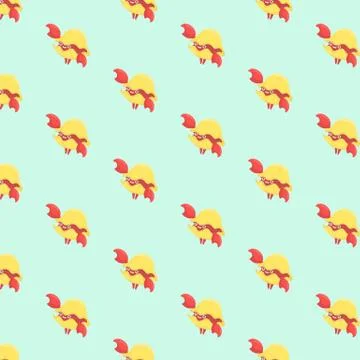 Seamless pattern with hermit crab. Illustrazione stock