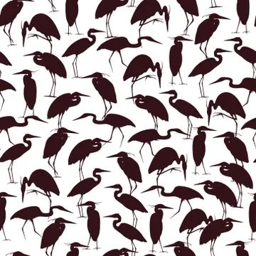Seamless pattern with herons Stock Illustration
