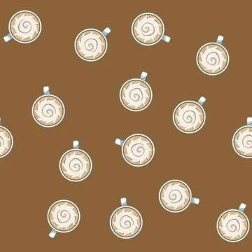 Seamless pattern herosetta latte art coffee cartoon vector Stock Illustration
