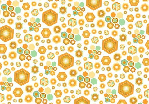 Seamless Pattern, Hexagon orange tone on white background, vector illustratio Illustrazione stock