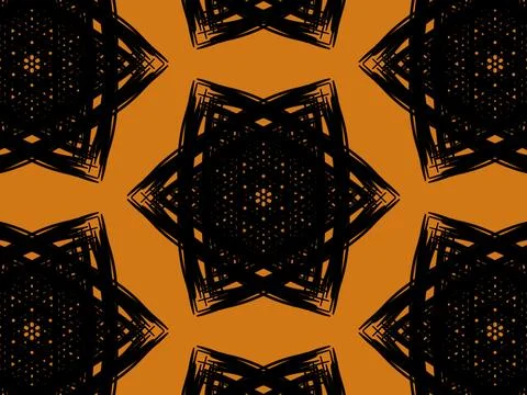 Seamless pattern with hexagonal flowers on an orange background Stockillustratie