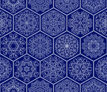 Seamless pattern of hexagonal mosaics イラスト素材