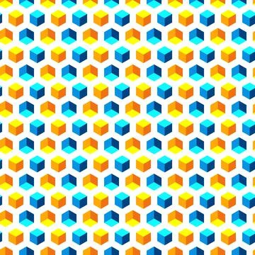 Seamless pattern with hexagons and cubes. Stock Illustration