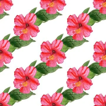 Seamless pattern with hibiscus flower Stock Illustration