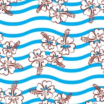 Seamless pattern  Hibiscus flowers. Vector Illustrazione stock