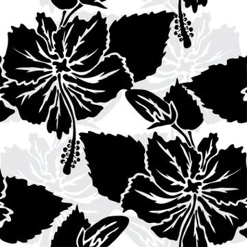 Seamless pattern with hibiscus, for invitations, cards, scrapbooking, print Stock Illustration