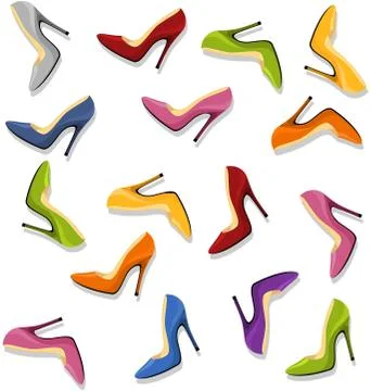 Seamless pattern with high-heeled shoes. Stiletto shoes tiling design Stock Illustration