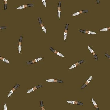 Seamless pattern hiking knife camping cartoon vector Stock Illustration